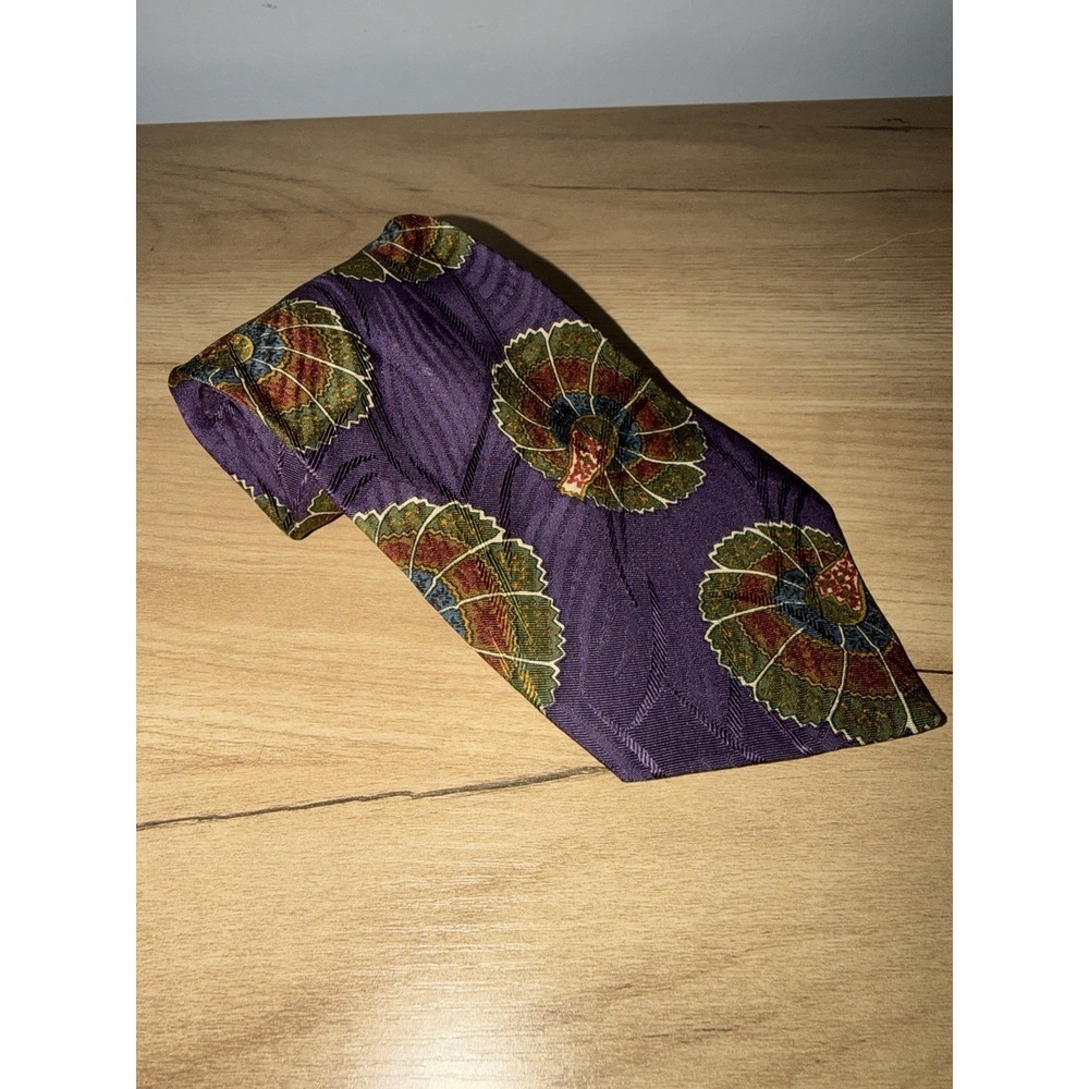 CHAPS Ralph Lauren Men's Necktie Purple Geometric 100% Silk Dress Designer Tie Y - Picture 1 of 4